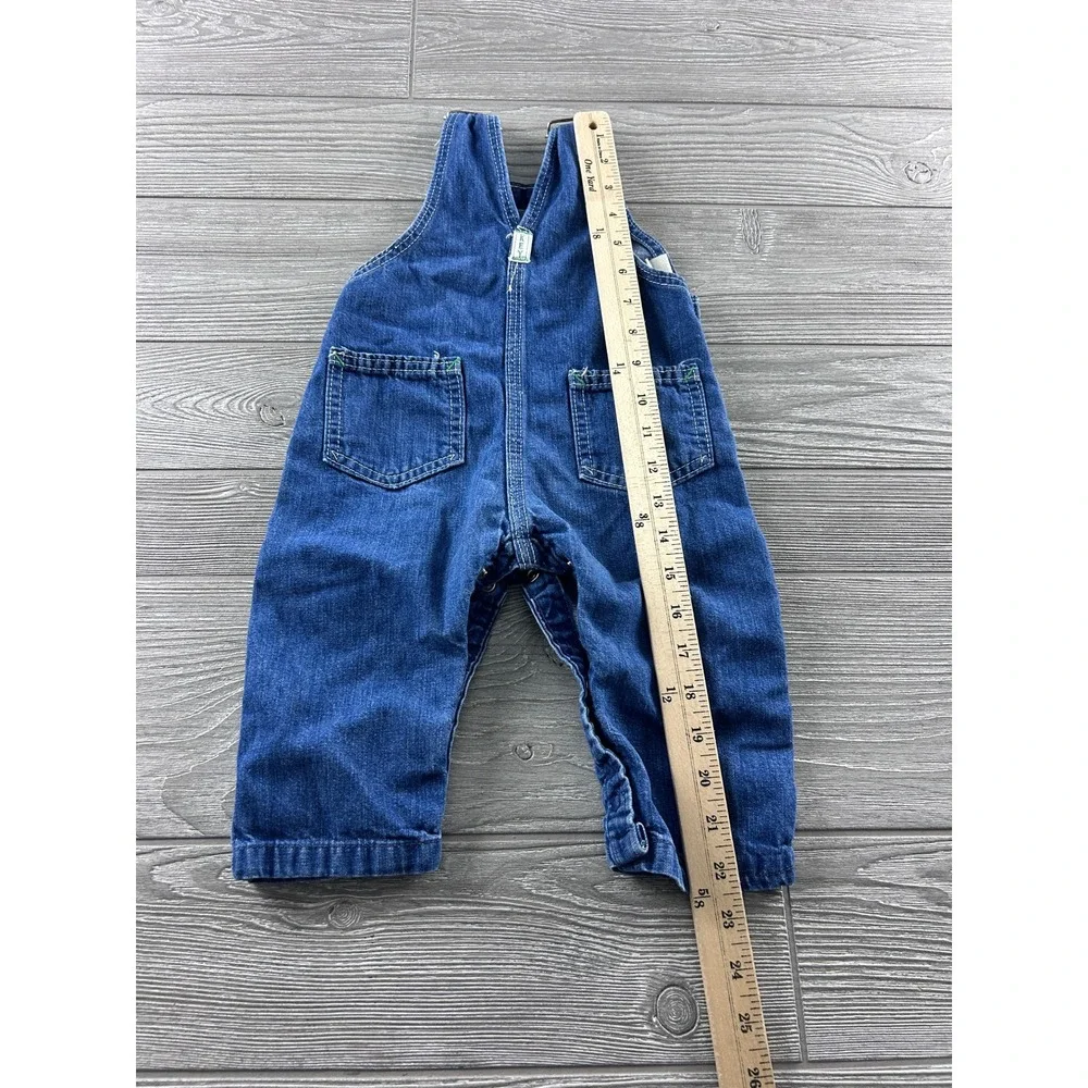 Key Imperial Vintage Baby Denim Overalls Blue 12 Months Workwear Snap Leg